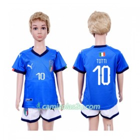 Camisolas de Futebol Itália Totti 10 Criança Equipamento Principal 2018 Manga Curta